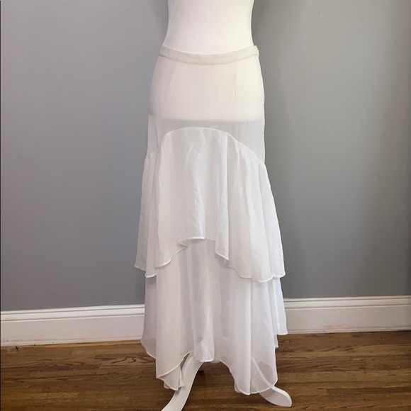 Anthropologie Dresses & Skirts - Anthropologie Sheer White Tiered Ruffle Skirt S